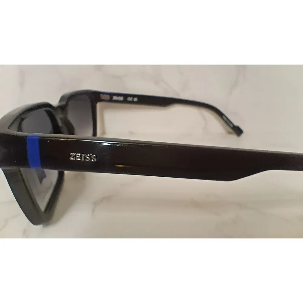 ZEISS Unisex Black Square Sunglasses with Gradient Grey Lenses - NEW